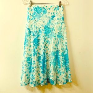 Romantic flare silk Louis Feraud floral skirt